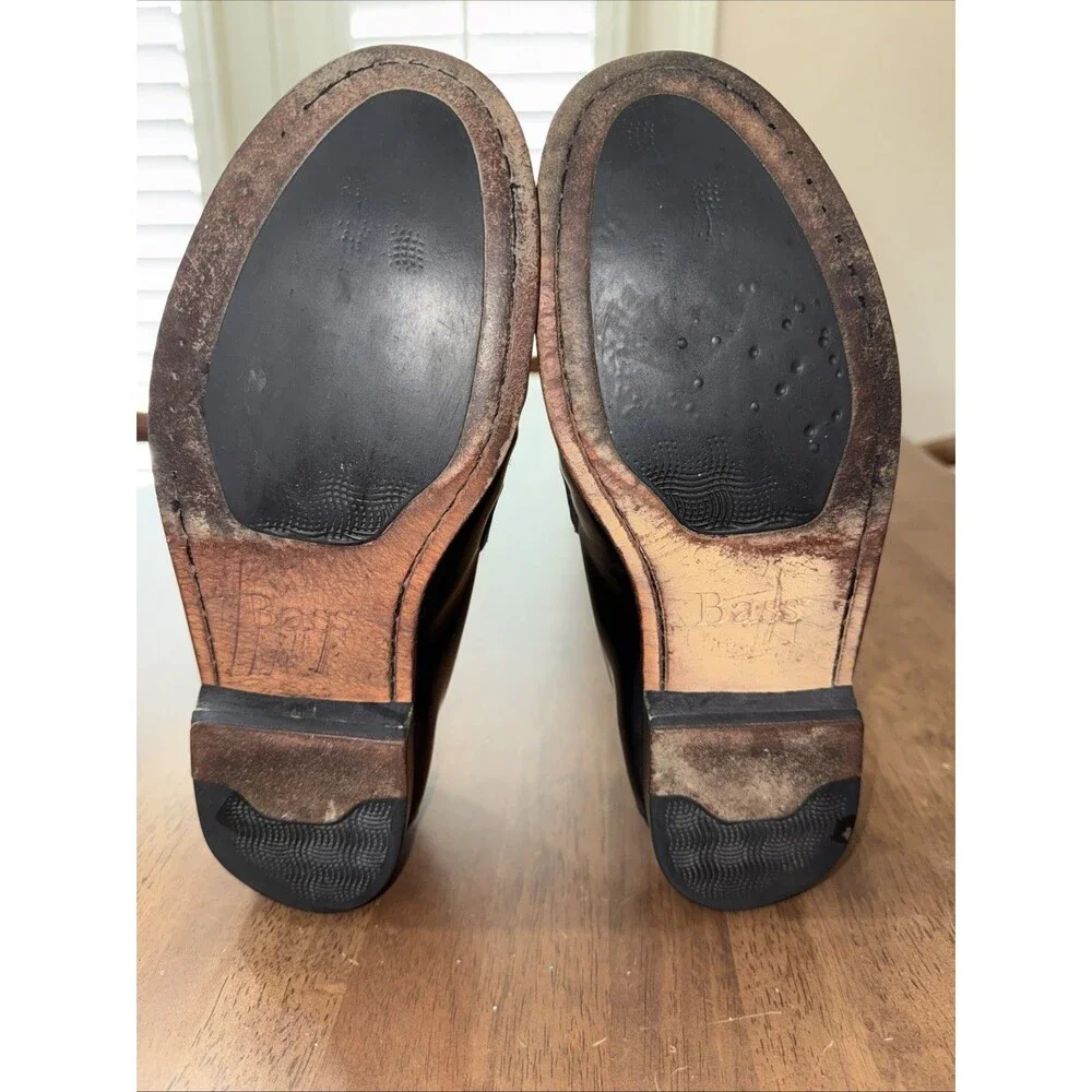 Bass Grammer Black Leather Tassel Kiltie Moc Toe Loafers Mens 9.5EE Wide Brazil